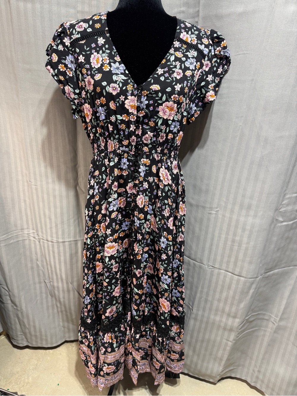 Floral Maxi Dress Papillon XXL Midnight Garden Energy Runs Small